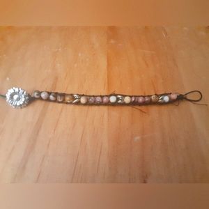 Handmade leather wrap beaded bracelet